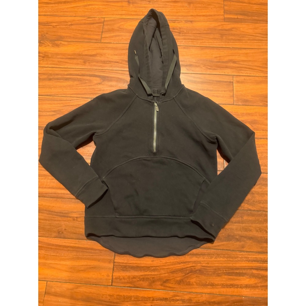 Lululemon Scuba Half Zip Hoodie Black Fleece Pullover Size 6